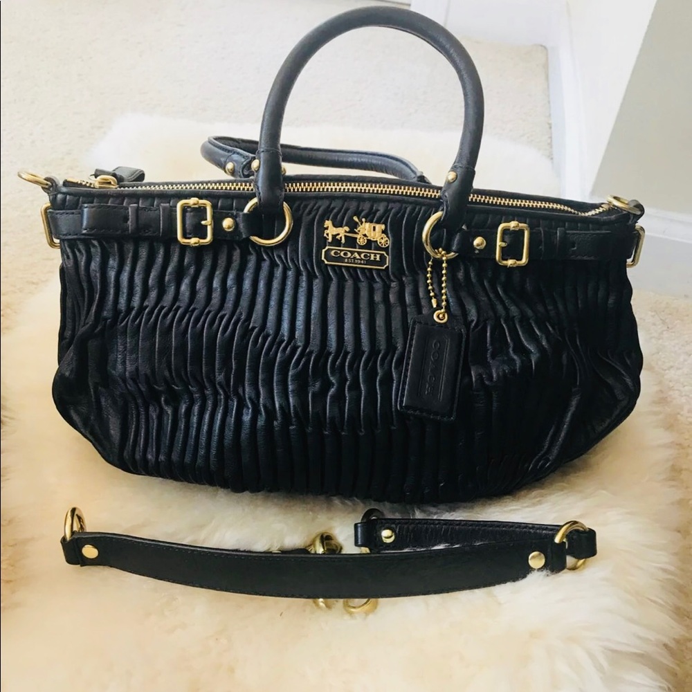 One of a kind black Leather Authentic Coach Bag
